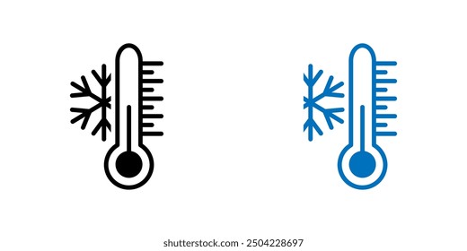 Clima frío e ícono de baja temperatura. Icono del termómetro de congelación símbolo de temperatura fría.