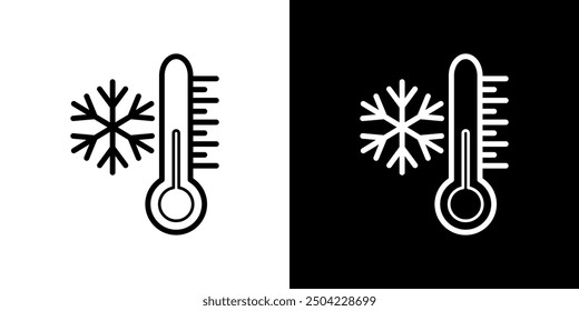 Clima frío e ícono de baja temperatura. Icono del termómetro de congelación símbolo de temperatura fría.