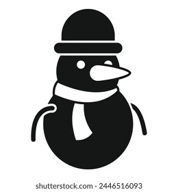 Cold weather snowman icon simple vector. Happy New Year. Character merry