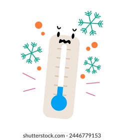 Cold weather thermometer. Colorful vector illustration
