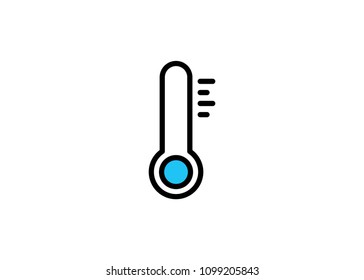 Cold weather thermometer icon, filled line icon