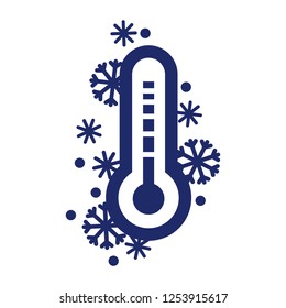 Cold weather thermometer icon isolated on white background. Winter temperature. Vector illustration.