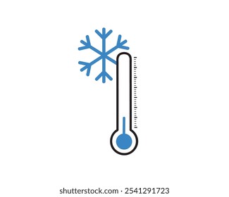 Cold weather thermometer icon isolated on white background