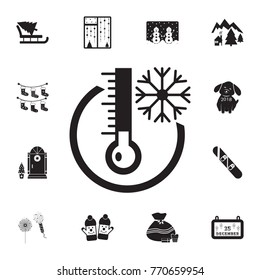 Cold weather thermometer icon. Set of elements Christmas Holiday or New Year icons. Winter time premium quality graphic design collection icons for websites, web design on white background