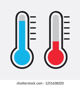 Cold weather thermometer icon vector illustration on white background. Flat web design element for website, app or infographics materials.