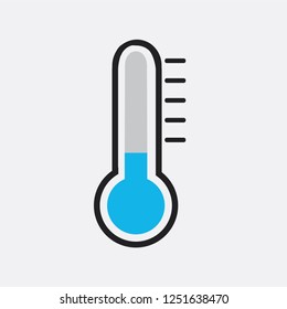 Cold weather thermometer icon vector illustration on white background. Flat web design element for website, app or infographics materials.