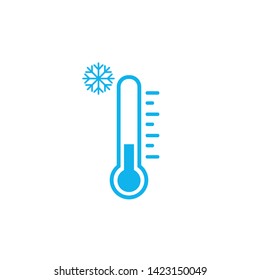 Cold weather thermometer icon vector illustration on white background. Flat web design element for website, app or infographics materials