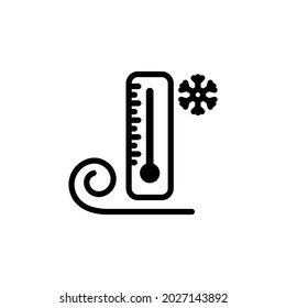 Cold weather thermometer icon vector icon on white background. Flat web design element for website, app or infographics materials.