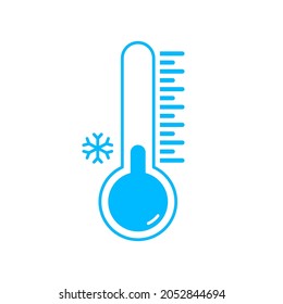 Cold weather thermometer icon vector illustration on white background. Flat web design element for website, app or infographics materials. Thermometer Icon Design in Four style with Editable Stroke.