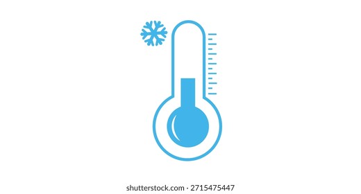 Cold weather thermometer icon vector illustration on white background. Flat web design element for website, app or infographics materials.