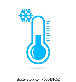 Cold weather thermometer icon vector illustration on white background. Flat web design element for website, app or infographics materials.