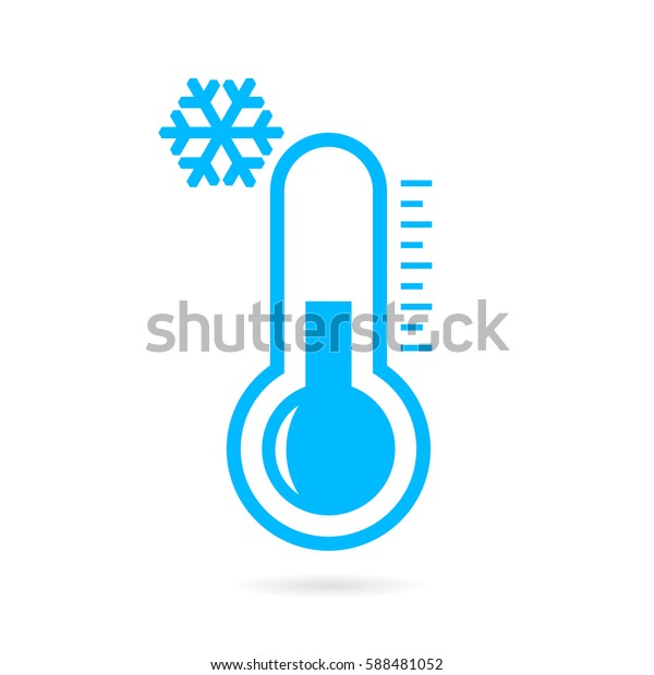 Cold weather thermometer icon vector\
illustration on white background. Flat web design element for\
website, app or infographics\
materials.