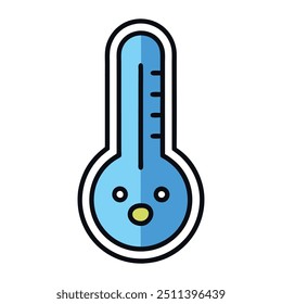 Cold weather thermometer vector with cartoon and line art for prints and designs