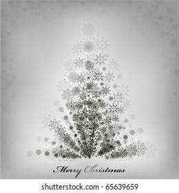 Cold Winter Christmas Background with Abstract Christmas Tree
