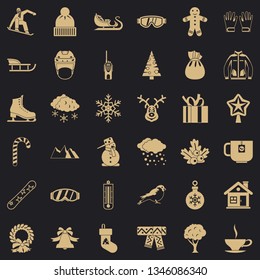 Cold winter icons set. Simple style of 36 cold winter vector icons for web for any design