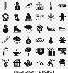 Cold winter icons set. Simple style of 36 cold winter vector icons for web for any design