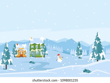 cold winter season landscape flat vector