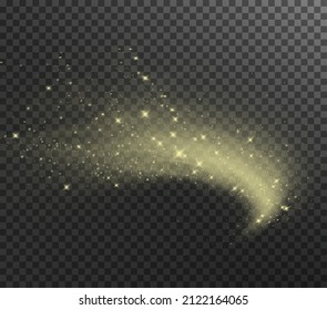 Cold winter wind texture. Holiday vector blizzard. Christmas effect of a cold blizzard. Vector PNG. Light cloud golden with light dust particles.