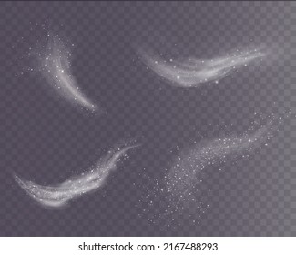 Cold winter wind texture. Holiday vector blizzard. Christmas effect of a cold blizzard. Vector PNG.