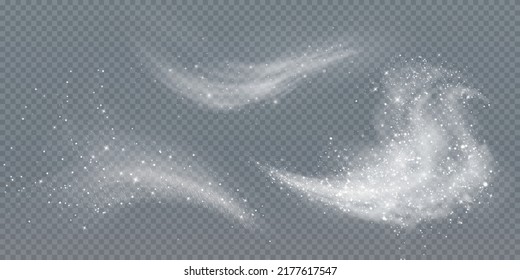Cold winter wind texture. Holiday vector blizzard. Christmas effect of a cold blizzard. Vector PNG.	

