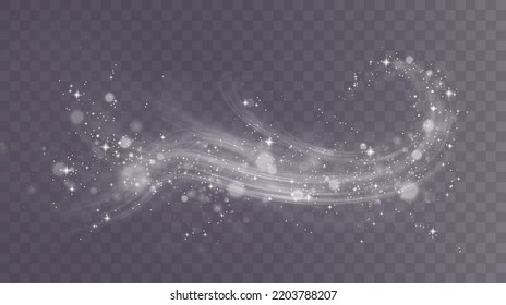 Cold winter wind texture. Holiday vector blizzard. Christmas effect of a cold blizzard. Vector PNG.