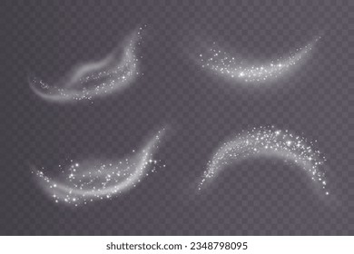 Cold winter wind texture. Holiday vector blizzard. Christmas effect of a cold blizzard. Vector PNG