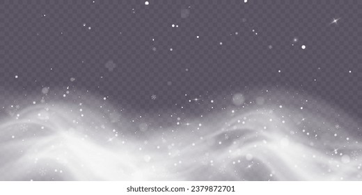 Cold winter wind texture. Holiday vector blizzard. Christmas effect of a cold blizzard. Vector PNG