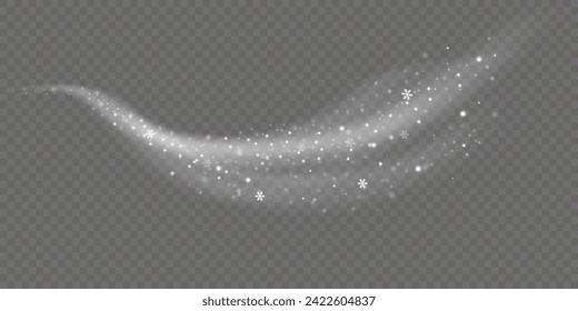 Cold winter wind texture. Holiday vector blizzard. Christmas effect of a cold blizzard. Vector PNG.