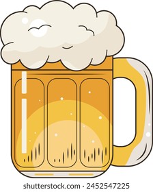 Cold Yellow Beer Mugs Bottle Toasting Cheers Illustration Graphic Element Art Card