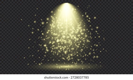 Luz amarela fria com holofote. Efeitos de iluminação da cena em um fundo transparente escuro. Ilustração vetorial