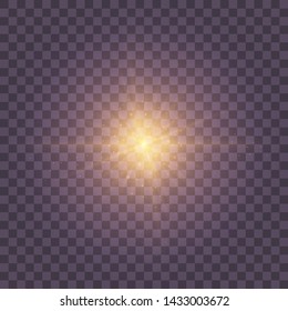 Colden yellow Star burst with dust and sparkle isolated. Glow light effect with rays and shine particles. 