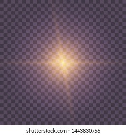 Colden yellow Star burst with dust and sparkle isolated. Glow light effect with rays and shine particles. 