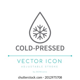 Cold-Pressed Line Icon. Cosmetics Cold-Pressed Oil Outline Vector Symbol.