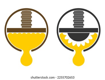 Cold-pressed oil icon - oils made without heat or chemicals. Vector stamp for labeling of skincare and cosmetics products