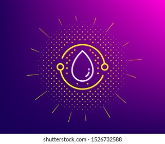Cold-pressed oil line icon. Halftone pattern. Organic tested sign. Water drop symbol. Gradient background. Cold-pressed oil line icon. Yellow halftone pattern. Vector