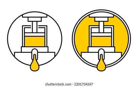 Cold-pressed oil pictogram - oils made without heat or chemicals. Vector stamp for labeling of skincare and cosmetics products