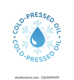 Cold-pressed oil vector label. Cold pressed tag badge.