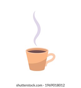 Composición de síntomas de frío con imagen plana aislada de taza humeante con ilustración vectorial de té negro
