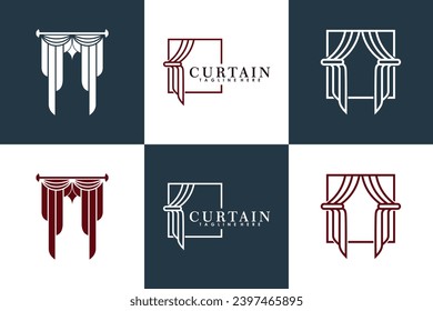 colection of curtain logo design with modern concept