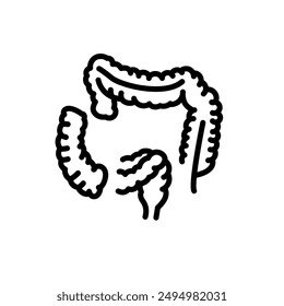 Colectomía icono de línea negra. Operaciones en la cavidad abdominal. Vector elemento aislado. 