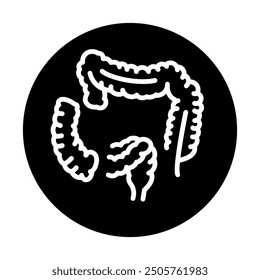 Icono de línea negra de colectomía. Operaciones en la cavidad abdominal. Elemento aislado de Vector. 