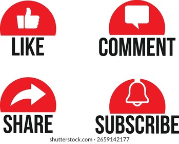 Colección de popular como comentario compartir Suscribirse icono rojo