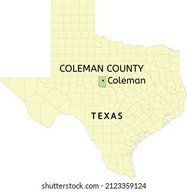 Coleman County and city of Coleman location on Texas state map svg