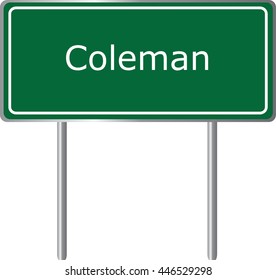 Coleman , Florida, road sign green vector illustration, road table, USA city svg