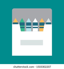 colerful pencils art icon in flat style isolated. Vector Symbol illustration.