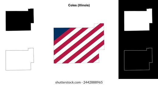 Coles county (Illinois) outline map set