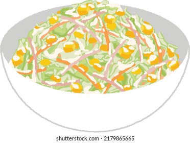 Coleslaw is a salad made from finely chopped cabbage. Coleslaw is usually eaten as a side dish for barbecue, fish and chips, and fried chicken.