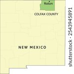 Colfax County and city of Raton location on Nevada state map