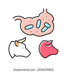 coli bacillus domestic animal color icon vector. coli bacillus domestic animal sign. isolated symbol illustration