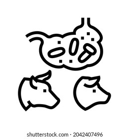 coli bacillus domestic animal line icon vector. coli bacillus domestic animal sign. isolated contour symbol black illustration